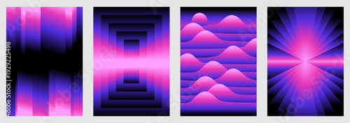 Vector illustration collection - trendy abstract creative minimalist prints and compositions with bright gradient colors - design templates for social media posts and stories, posters and banners