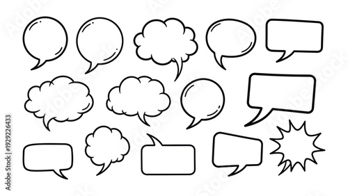 Comic Speech Bubble Collection: A diverse compilation of speech bubbles, each designed to capture the essence of communication, ideas, and dialogue, ready to be incorporated into creative projects