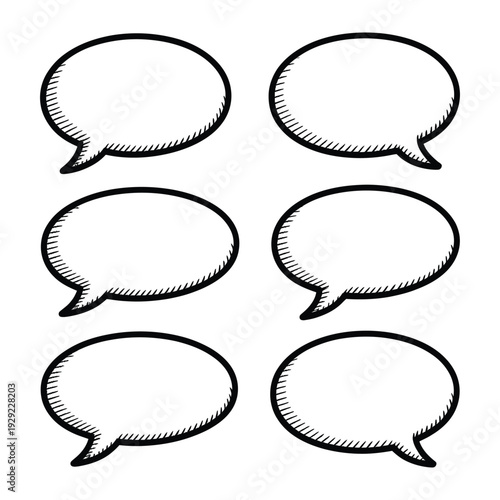 Conversation Bubbles: A collection of empty conversation bubbles invites imagination and personalization, representing diverse dialogue.