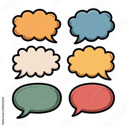 Colorful Speech Bubbles for Communication: An eye-catching array of colorful speech bubbles, each with a unique shape and hue.