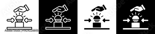 Emergency Stop Icon Set In Black And White Filled Style Collection