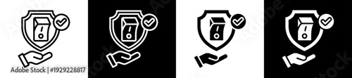 Safety Switch Icon Set In Black And White Filled Style Collection