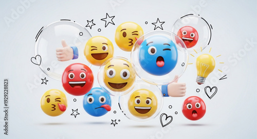 Collection of various emoji faces and hand gestures expressing different emotions and feelings.