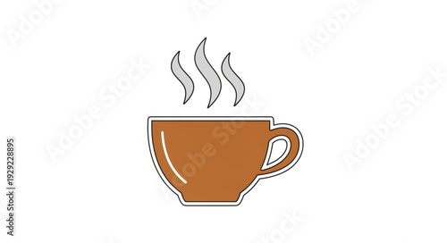 A warm brown coffee cup with steam rising, a comforting beverage.