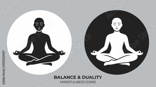 Meditation Vector – Mindfulness vs Balance, Seated Pose, Harmony, Mental Well‑Being Graphic