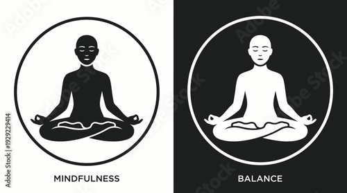 Meditation Vector – Mindfulness vs Balance, Seated Pose, Harmony, Mental Well‑Being Graphic