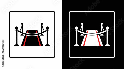 Red Carpet Vector – Event Icons, Celebrity Entrance, Glamour, Premiere Celebration Graphic