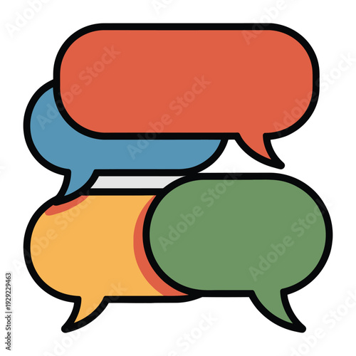 Colorful Conversation Bubbles: A vibrant array of speech bubbles intertwine, each in a unique hue, representing the flow of communication, dialogue, and interaction. 