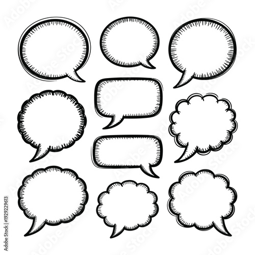 Conversation Bubbles: A collection of hand-drawn conversation bubbles, ready to capture thoughts, ideas, and messages. Perfect for adding a touch of personality and creativity to any project. 