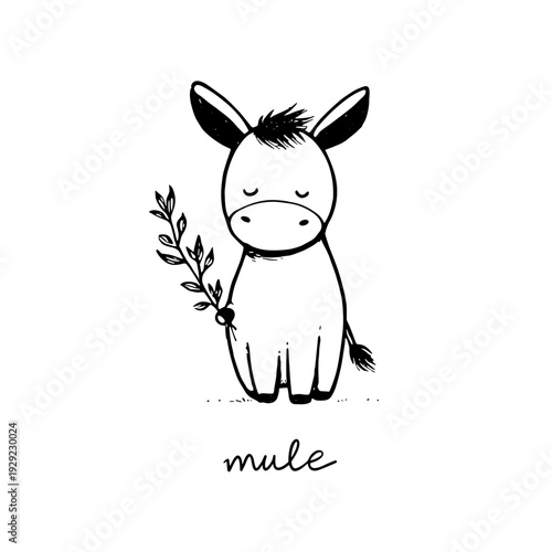 mule. mule simple black and white line art vector logo