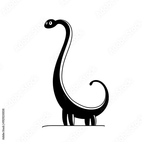 Diplodocus. Diplodocus simple black and white line art vector logo