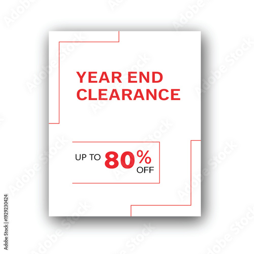 Year end clearance sale banner with up to eighty percent off graphic design
