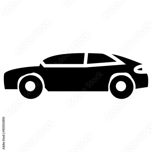 black sedan car glyph icon illustration vector