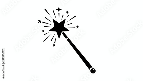 Magic Wand Vector – Star Tip, Sparkles, Fantasy Symbol, Transformation, Storytelling Graphic