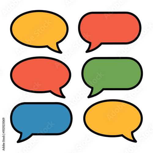 Speech Bubbles: A vibrant collection of colorful speech bubbles, each ready to convey thoughts, ideas, and dialogues, offering versatility for design and communication.