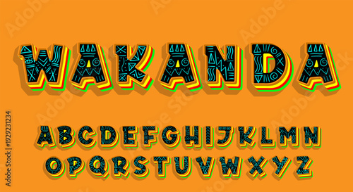 Wakanda Style African Decorative Alphabet Vector