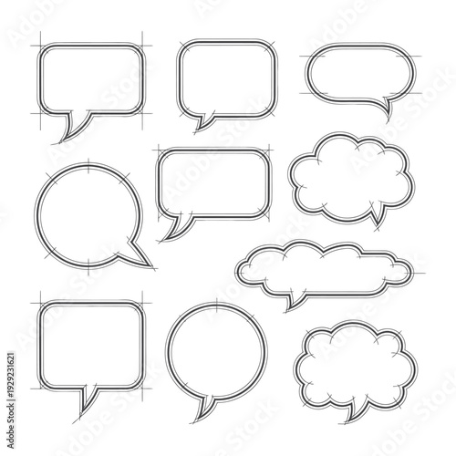 Conversation Bubbles: A collection of various empty speech bubbles ready to convey ideas, thoughts, and dialogues. Designed in a clean, minimal style.