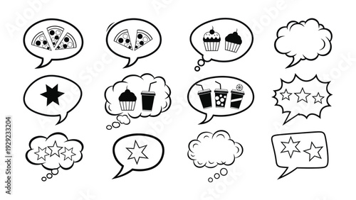 Delicious Daydream: A vibrant collection of speech bubbles showcasing the desires, cravings, and indulgences of a culinary fantasy.