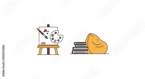 Playroom Line art minimal shape color illustration