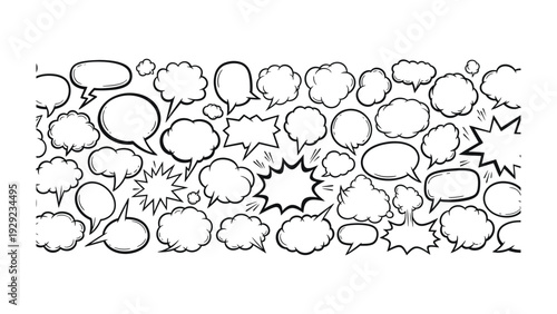 Speech Bubbles: A variety of speech bubbles. Use it as a design element for thought and dialogue.