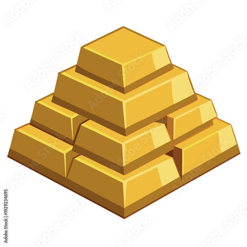 A stack of shiny gold bars arranged in a pyramid shape
