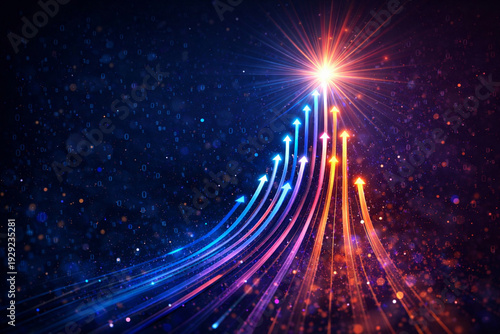 Digital Transformation Concept with Colorful Lines Growth Leadership