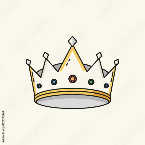 A regal cartoon crown with jewels and gold accents