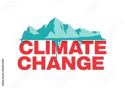 Symbolic graphic representing the urgent issue of global climate change with melting ice affecting the Earth's future.