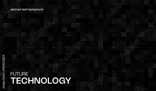 Blue abstract ai science technology background with squares, lines and dots grid. Data digital backdrop for business connection concept. Cyber network computer design system element.