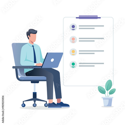 Remote HR Manager Working on Laptop with Candidate List Concept