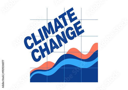 Illustrative concept of global climate change, depicting environmental impact data with abstract rising wavy graphs and grid lines.