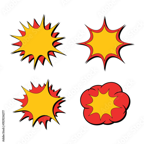 Comic Book Explosion: A dynamic set of comic book explosion, bursting with energy and visual impact, ready to bring any scene to life.