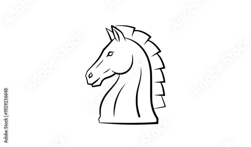 Chess Knight Line Icon Vector – Horse Chess Piece