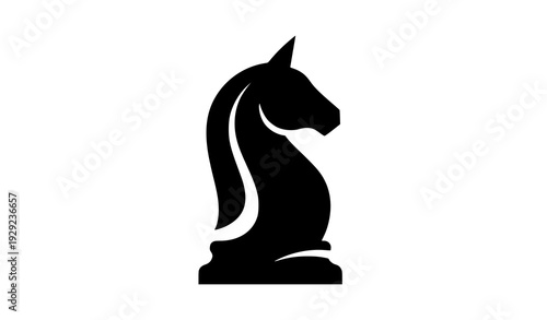 Chess Knight Glyph Icon Black Vector Illustration