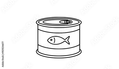 Canned Fish Line Icon Vector – Seafood Symbol