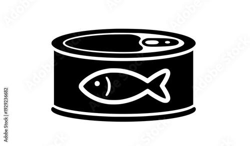 Canned Fish Glyph Icon Black Vector Illustration