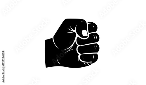 Clenched Fist Hand Vector Silhouette Design on White Background