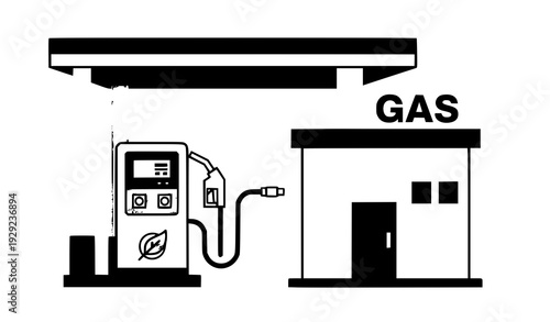 Gas Station Glyph Icon Black Vector Illustration