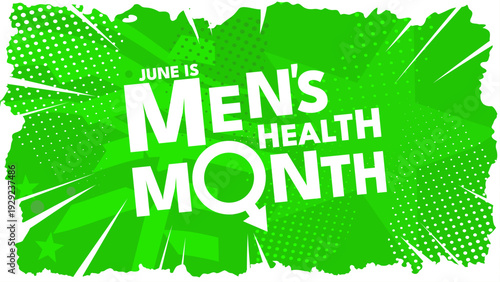 Men's health month banner, green vector illustration