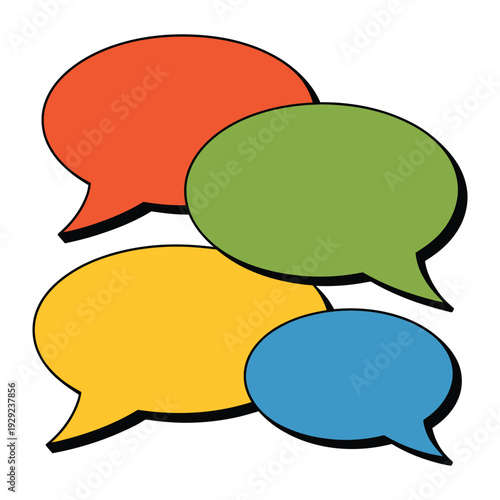 Dialogue Bubbles: A vibrant cluster of colorful dialogue bubbles, symbolizing communication, discussion, and conversation. A visual representation for interaction 