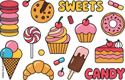 Ice Cream and Sweet Dessert Collection Illustration
