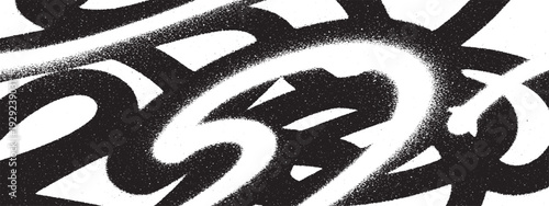 Abstract city wall graffiti featuring a grunge paint texture and black calligraphy art symbols over a patterned vector design