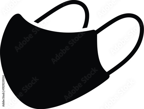 Black fabric face mask with white background black mask protective mask