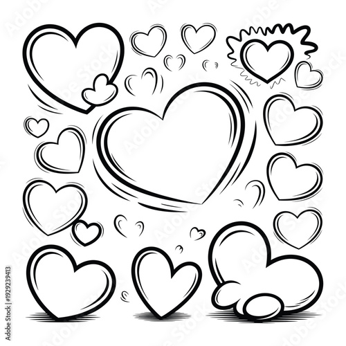 Love Heart Collection: A charming assembly of illustrated hearts, each exuding a unique personality and allure, ready to add a touch of emotion to any project.