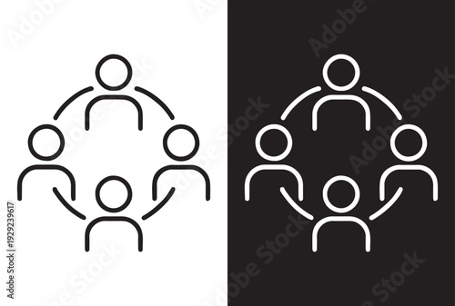 Diverse group of people icons in white and black