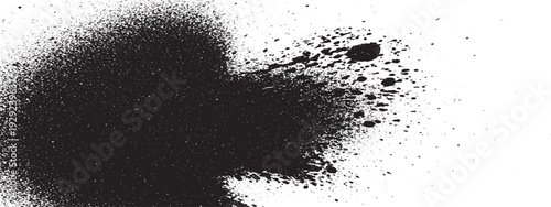 Black and white vector illustration of a woman silhouette featuring artistic ink splatters and a grunge paint drip texture pattern with a dirty brush stroke element