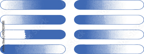 Progress Bars: A collection of blue, horizontal progress bars depict various stages of loading or completion. These visual elements provide a clear and concise representation of process.