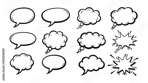 Comic Speech Bubble: A collection of various comic speech bubbles. Designed to add dynamic to your project