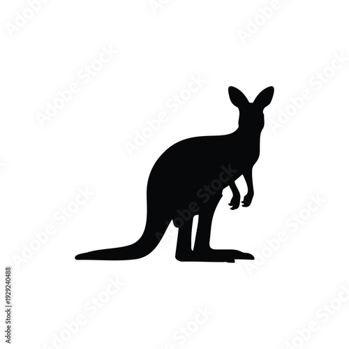 Kangaroo silhouette icon vector flat design.