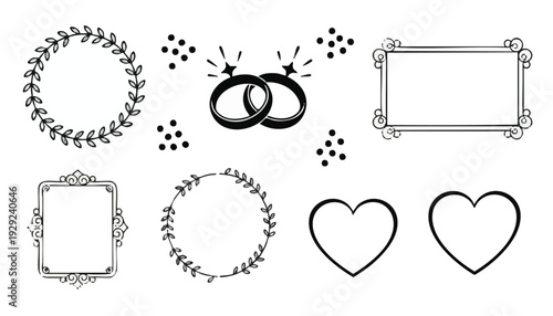 Set of 7 wedding icons vector